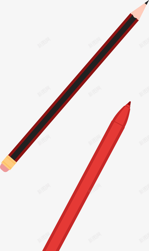 学习用品红色水笔png免抠素材_新图网 https://ixintu.com 上学 学习用品 开学季 教育 红色水笔 红色铅笔
