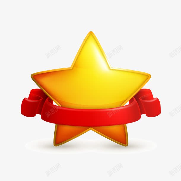 装饰星星元素png免抠素材_新图网 https://ixintu.com 五角星矢量装饰飘带金星