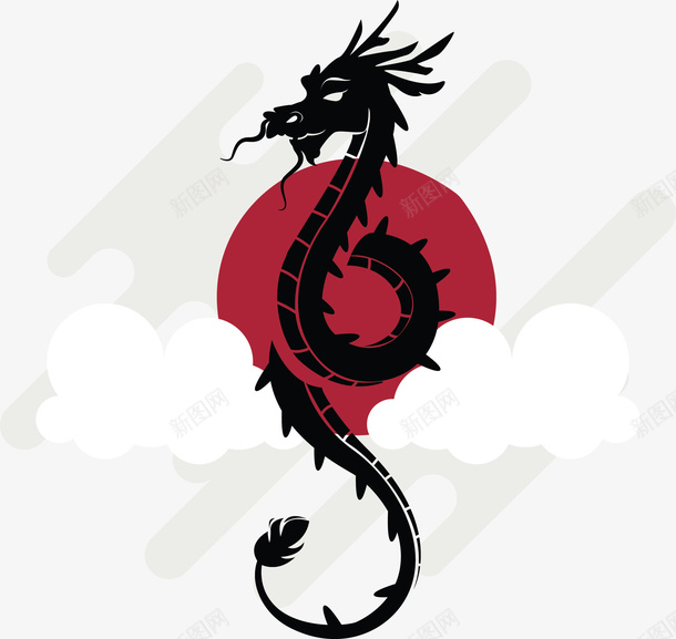 黑色中国风的龙纹矢量图ai免抠素材_新图网 https://ixintu.com 中国风 中国龙 矢量png 神龙 黑色龙纹 龙纹 矢量图