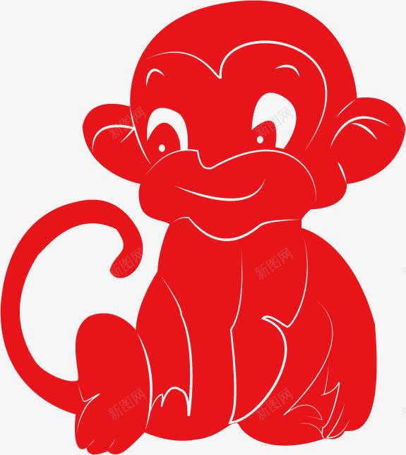 十二生肖剪影png免抠素材_新图网 https://ixintu.com 传统 剪纸 动物 十二生肖 卡通 猴子 生肖 申猴 红色