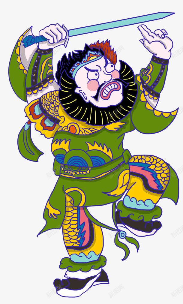 卡通手绘门神插画png免抠素材_新图网 https://ixintu.com 中国风 卡通手绘 插画 新年 装饰图案 过年 门神