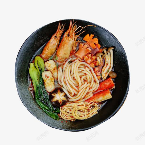 砂锅米线丰富配料png免抠素材_新图网 https://ixintu.com 大虾 砂锅米线 蘑菇 蟹肉棒