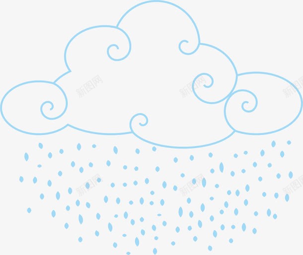 下雨的云彩png免抠素材_新图网 https://ixintu.com AI 下雨 云朵 卡通 可爱 天空 手绘 曲线 白色 线条 蓝色 表情 阴雨天气 雨滴