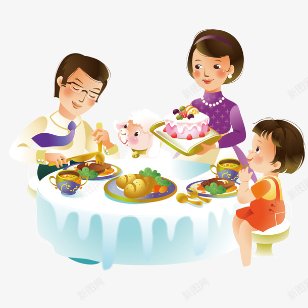 甜蜜一家人矢量图ai免抠素材_新图网 https://ixintu.com 卡通 幸福 幸福一家人 幸福团圆饭 甜蜜一家人 矢量图