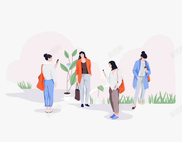 外出的游玩的女人png免抠素材_新图网 https://ixintu.com 女人 拍照 橘色衣服背包 照相 绿草 蓝色衣服