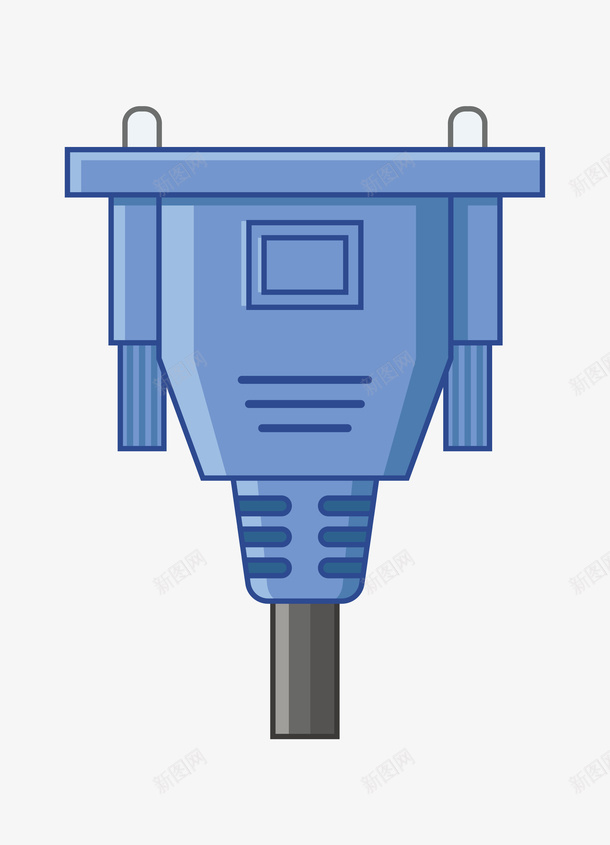 手绘卡通蓝色电脑显示器连接口png免抠素材_新图网 https://ixintu.com VGA线 VGA视频 延长数据线 手绘卡通 电脑显示器 电视投影仪 高清连接线