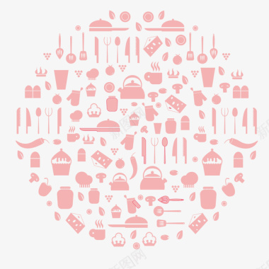 红色餐饮美食圆形装饰矢量图图标图标