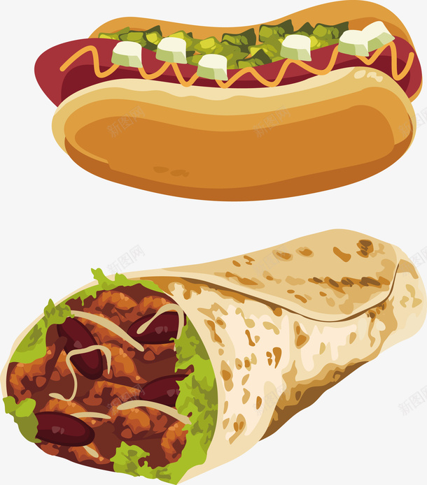 一个热狗面包与鸡肉卷矢量图eps免抠素材_新图网 https://ixintu.com 一个面包 热狗面包 矢量图 矢量面包 矢量鸡肉卷 面包 鸡肉卷