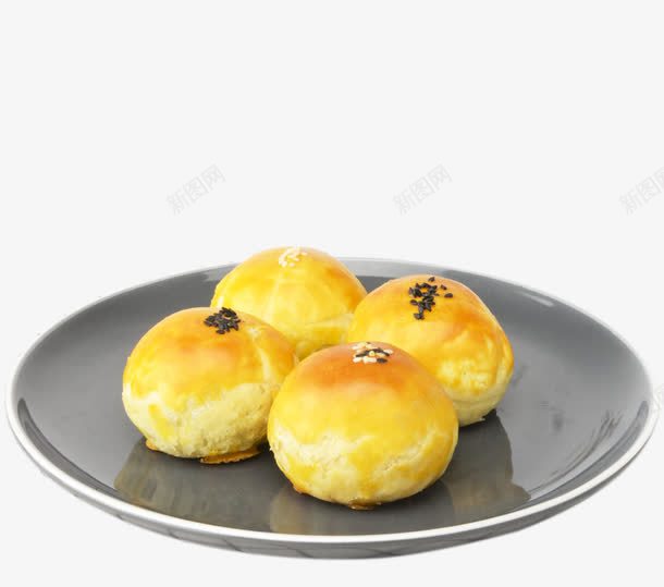 一碟四枚蛋黄酥png免抠素材_新图网 https://ixintu.com 传统糕点 点心 碟 糕点 蛋黄酥 饼