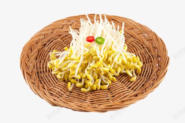 竹篮里的豆芽菜png免抠素材_新图网 https://ixintu.com 竹篮 绿豆芽 蔬菜 豆芽 食材 黄色