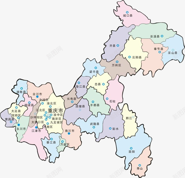 重庆地图png免抠素材_新图网 https://ixintu.com 地图 线性地图素材 重庆 重庆地图