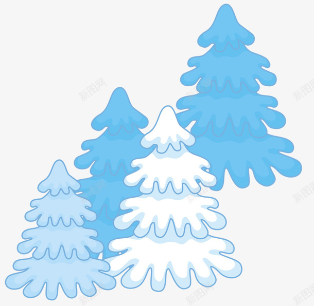 卡通植物png免抠素材_新图网 https://ixintu.com 松树 蓝色 雪松