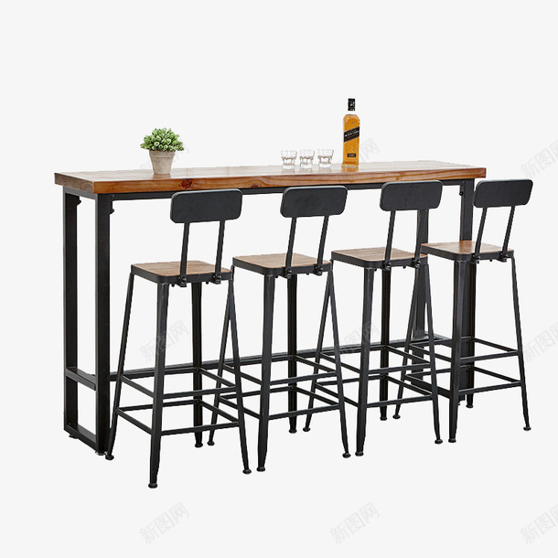 复古高脚餐桌椅png免抠素材_新图网 https://ixintu.com 产品实物 原木靠墙吧台桌 复古高脚餐桌椅 实木吧台桌 现代高脚桌 简约 酒吧桌 靠墙吧桌椅