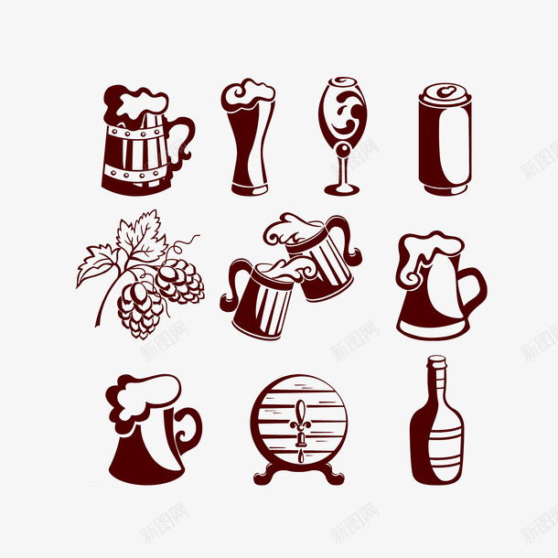 手绘葡萄酒线稿图psd免抠素材_新图网 https://ixintu.com 啤酒泡 相碰酒杯 线稿图 葡萄酒 酒杯 酒桶