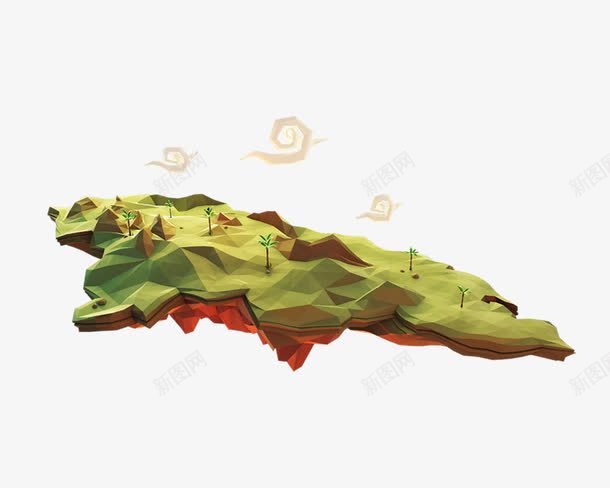 三维立体晶格化悬浮岛png免抠素材_新图网 https://ixintu.com 三维 大树 悬浮岛 晶格化 立体 绿山 草地
