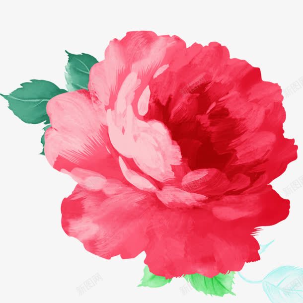 大花牡丹手绘png免抠素材_新图网 https://ixintu.com 中国十大名花 富贵花 植物素材 洛阳花 百雨金 粉色富贵花免扣 红色 金色花开富贵