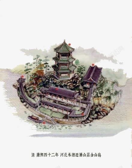 河北承德避暑山庄金山岛手绘图png免抠素材_新图网 https://ixintu.com 手绘 承德避暑山庄 河北 祖国山河 金山岛