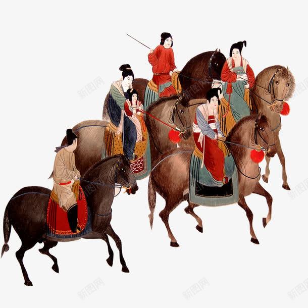 古人骑马图png免抠素材_新图网 https://ixintu.com 古人骑马图 古代 棕色 策马奔腾 骑马出行 黑色