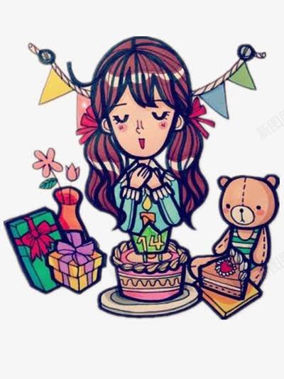 许愿中的小女孩png免抠素材_新图网 https://ixintu.com 人物 快乐 愿望的实现 生日 礼物 许愿墙