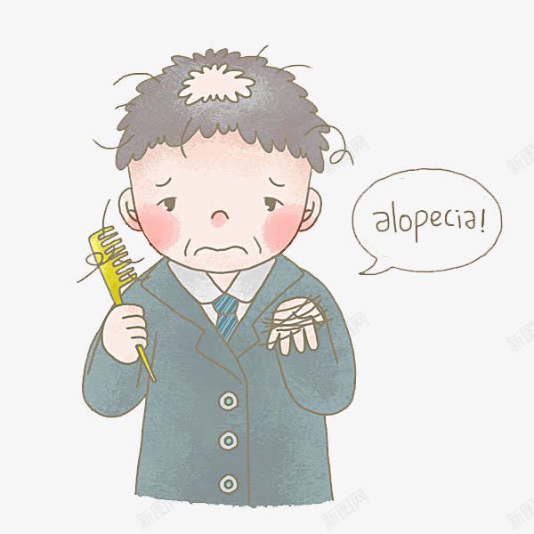 梳头的男人png免抠素材_新图网 https://ixintu.com 卡通 头发 悲伤的 手绘 掉发 梳子 男人 简笔 脱发
