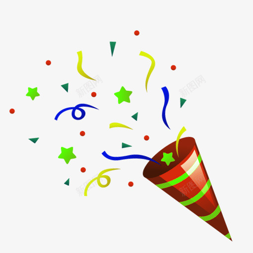 生日节日纸筒礼花png免抠素材_新图网 https://ixintu.com 免抠PNG 卡通 气氛 生日 生日礼花 立体圆锥 纸筒礼花 节日