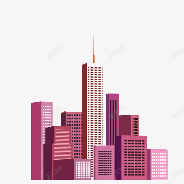 楼房扁平图png免抠素材_新图网 https://ixintu.com 公路 商业大厦 回家的路 城市街景 摩天大楼 楼房 街区 街头 马路
