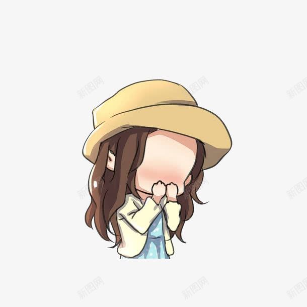 害羞低头的女孩png免抠素材_新图网 https://ixintu.com 低头卡通 卡通女孩 害羞低头 害羞内向 捂着脸 捂脸 捂脸害羞 捂脸的女孩 浅棕色帽子 难为情