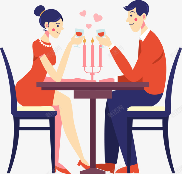 红衣烛光晚餐情侣png免抠素材_新图网 https://ixintu.com LOVE 婚庆 恋人 浪漫 烛光晚餐 爱情 约会吃饭 约会情侣
