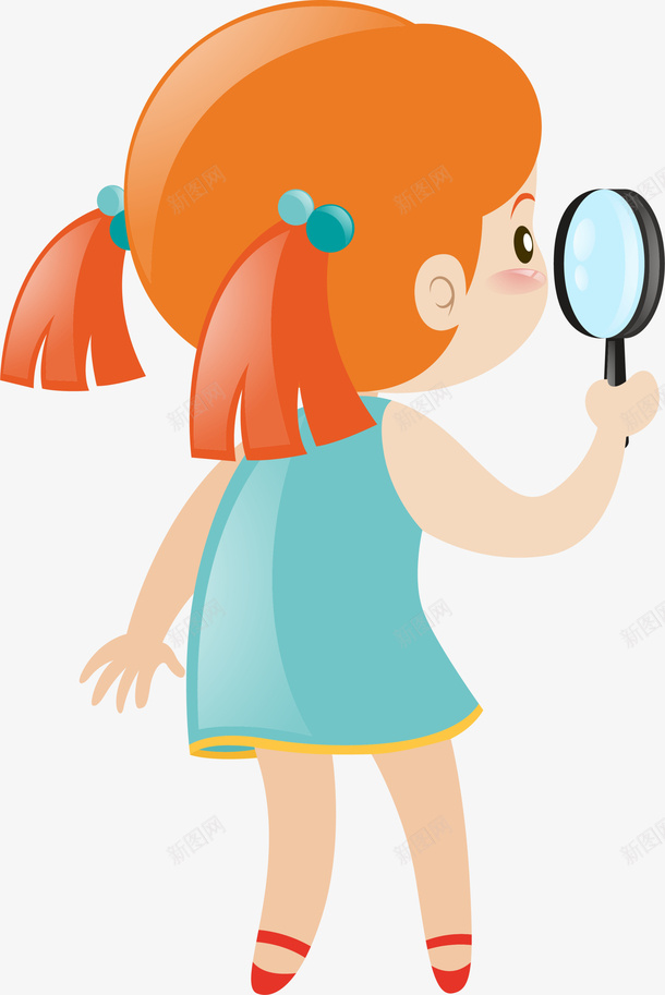 拿着放大镜的小女孩png免抠素材_新图网 https://ixintu.com 仔细看 可爱女孩 小女孩 手拿放大镜 拿着放大镜 查找证据 认真