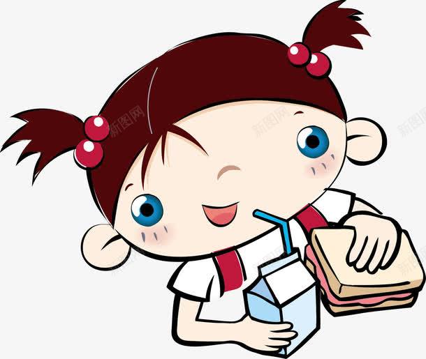 喝牛奶的女孩png免抠素材_新图网 https://ixintu.com 三明治 健康早餐 儿童 动漫 卡通 卡通儿童 卡通吃早餐 卡通娃娃 吃三明治 吃早餐 喝牛奶 女孩 幼儿 插画 早餐 牛奶 牛奶盒