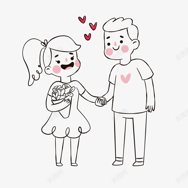 情侣拉手告白案图标png_新图网 https://ixintu.com 卡通 告白 情人节 情侣 手绘 拉手 拉手图标 爱心 甜蜜 纹理 纹路 节日 装饰 鲜花