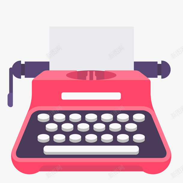 扁平化红色老式打字机png免抠素材_新图网 https://ixintu.com 复古 复古打字机 扁平化老式打字机 欧洲 电报 红色打字机 老式打字机 键盘