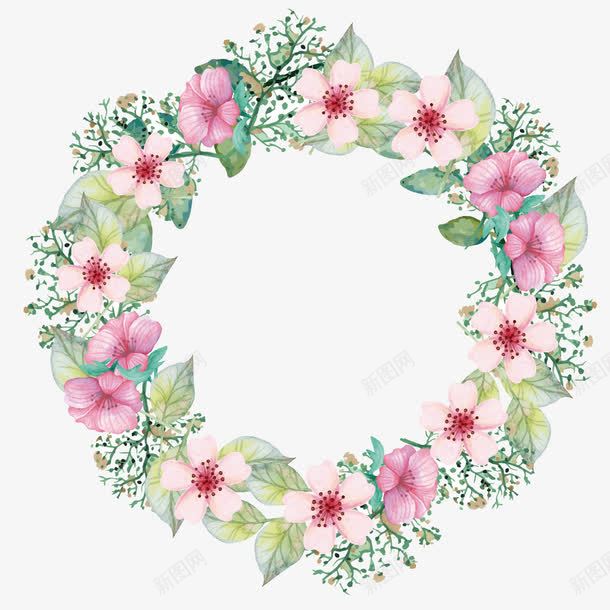 花环png免抠素材_新图网 https://ixintu.com 叶子 唯美 圆圈 手绘 浪漫 花朵 花环 装饰