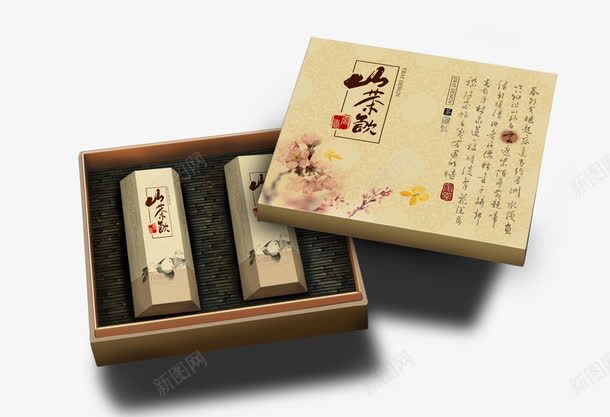 山茶包装盒png免抠素材_新图网 https://ixintu.com 产品实物 礼盒 罐子 茶盒