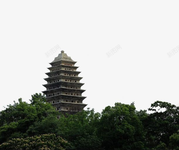 寺院树丛中的宝塔png免抠素材_新图网 https://ixintu.com 宗教 宝塔 寺院 树丛 远眺