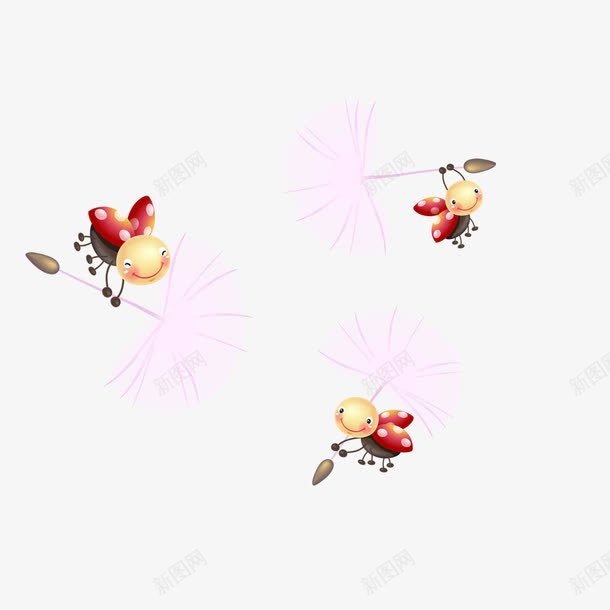 瓢虫蒲公英png免抠素材_新图网 https://ixintu.com 卡通 瓢虫 蒲公英 蜜蜂