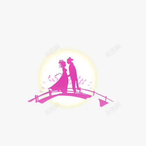 鹊桥相会png免抠素材_新图网 https://ixintu.com 喜鹊 牛郎织女 鹊桥
