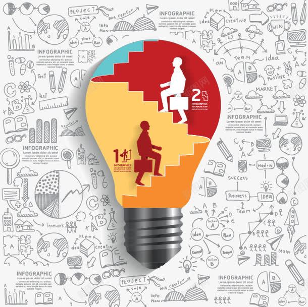 灯泡png免抠素材_新图网 https://ixintu.com 图表 头脑风暴 数据 楼梯 灯泡 走楼梯