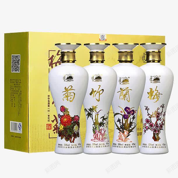 中华名酒杏花村png免抠素材_新图网 https://ixintu.com 产品实物图 名酒 杏花村 白酒 菊竹兰梅