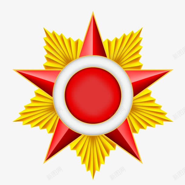 八一军旗的军徽png免抠素材_新图网 https://ixintu.com 八一军旗 白色圆圈 红色五角星 装饰 金色五角星