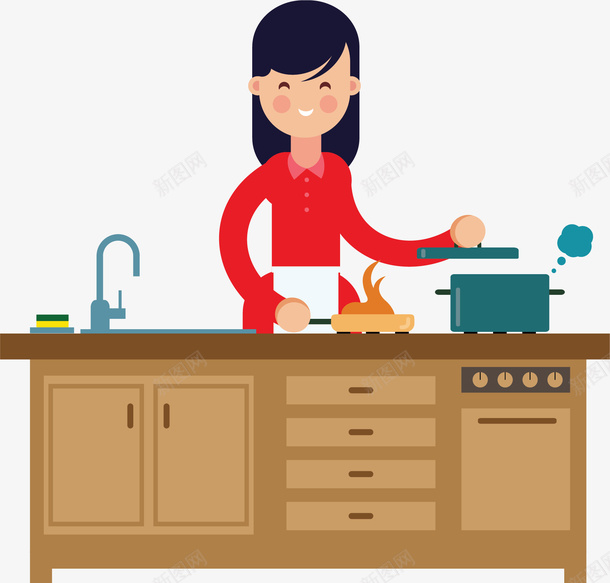 厨房做饭烹饪的妈妈矢量图ai免抠素材_新图网 https://ixintu.com 万能妈妈 做饭的妈妈 厨房 厨房做饭 烹饪 烹饪的妈妈 矢量png 矢量图