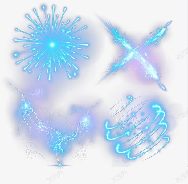 炫光星光png免抠素材_新图网 https://ixintu.com 炫光元素 粒子 蓝色星光 闪电
