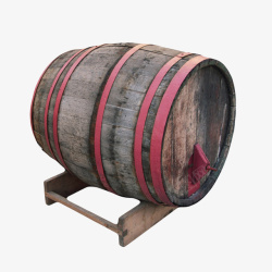 黑色容器红色包围的酿酒空木桶实素材