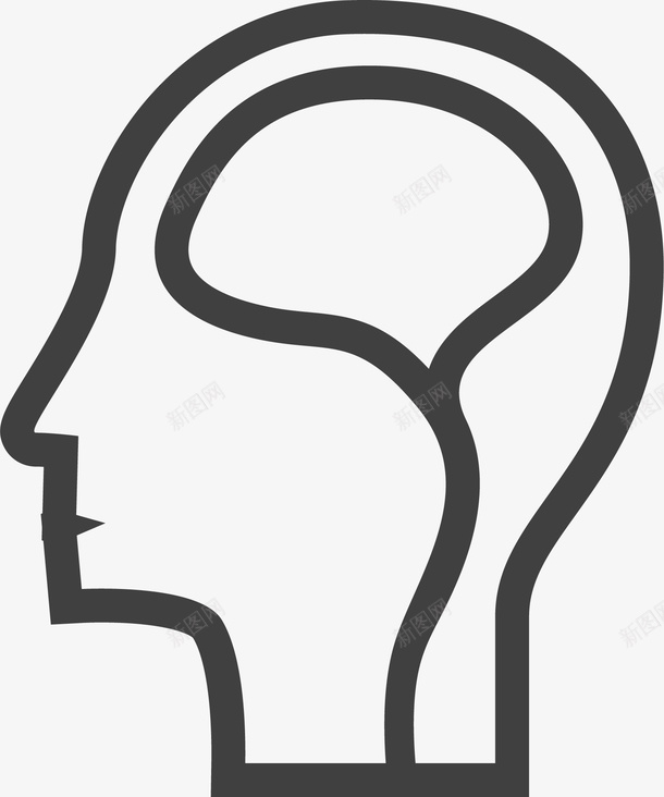 黑色卡通人头大脑矢量图图标ai_新图网 https://ixintu.com 人头 卡通手绘 图标PNG 大脑 插画风 矢量图