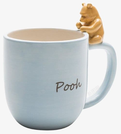 蓝色陶瓷杯png免抠素材_新图网 https://ixintu.com 产品实物 小熊 杯具 杯子 浅蓝色 陶瓷
