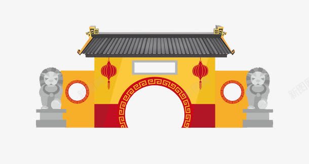 卡通手绘寺庙png免抠素材_新图网 https://ixintu.com 卡通 卡通庙 卡通石狮子 寺庙 房子 手绘寺庙 石狮子