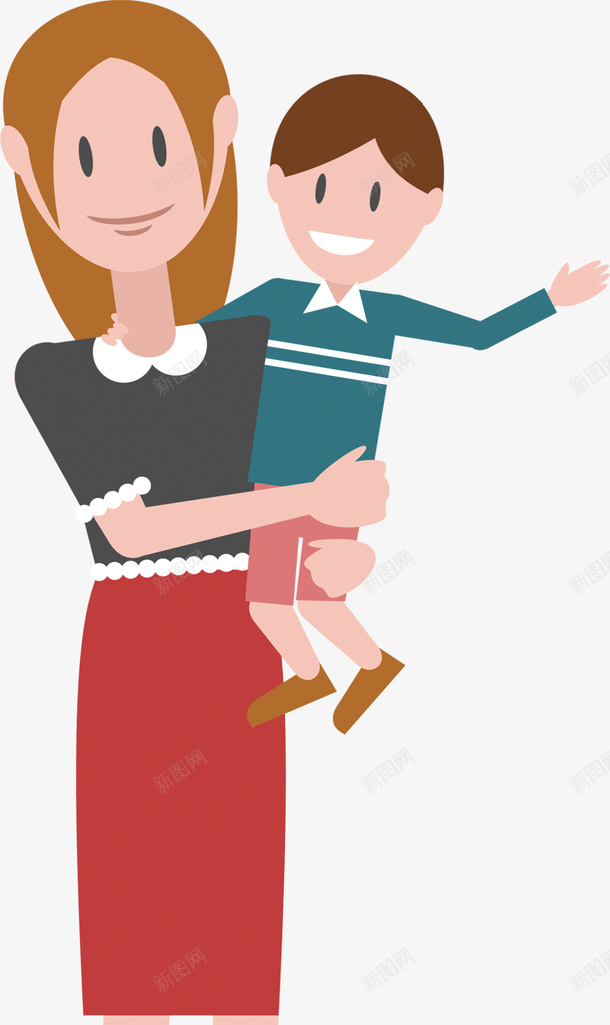 母亲节抱小孩的妈妈png免抠素材_新图网 https://ixintu.com 卡通礼貌 打招呼 抱小孩的妈妈 招手 母亲节 母爱 美丽妈妈