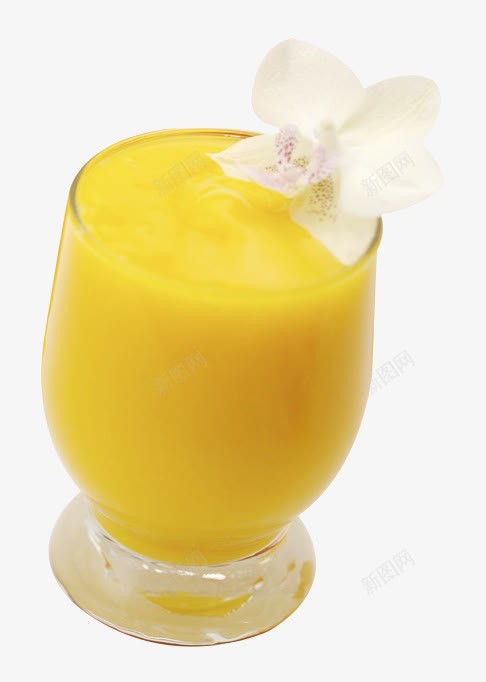 一杯芒果汁饮品png免抠素材_新图网 https://ixintu.com 产品实物 果汁 芒果 花瓣 装饰 餐饮 饮品