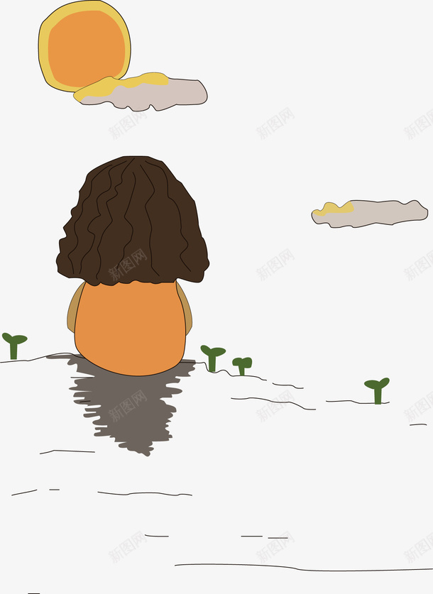 母情节卡通背影矢量图ai免抠素材_新图网 https://ixintu.com 卡通 日落 母亲节 背影 矢量图
