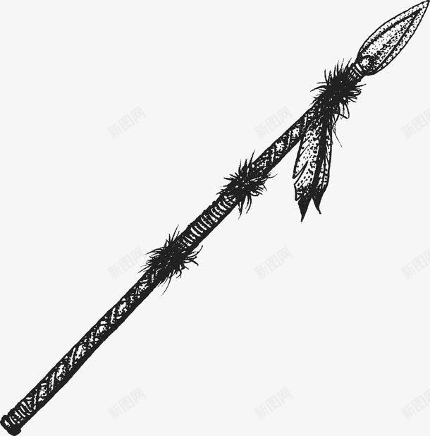 印第安元素png免抠素材_新图网 https://ixintu.com 冷兵器 古代兵器 铅笔画 长枪 黑白